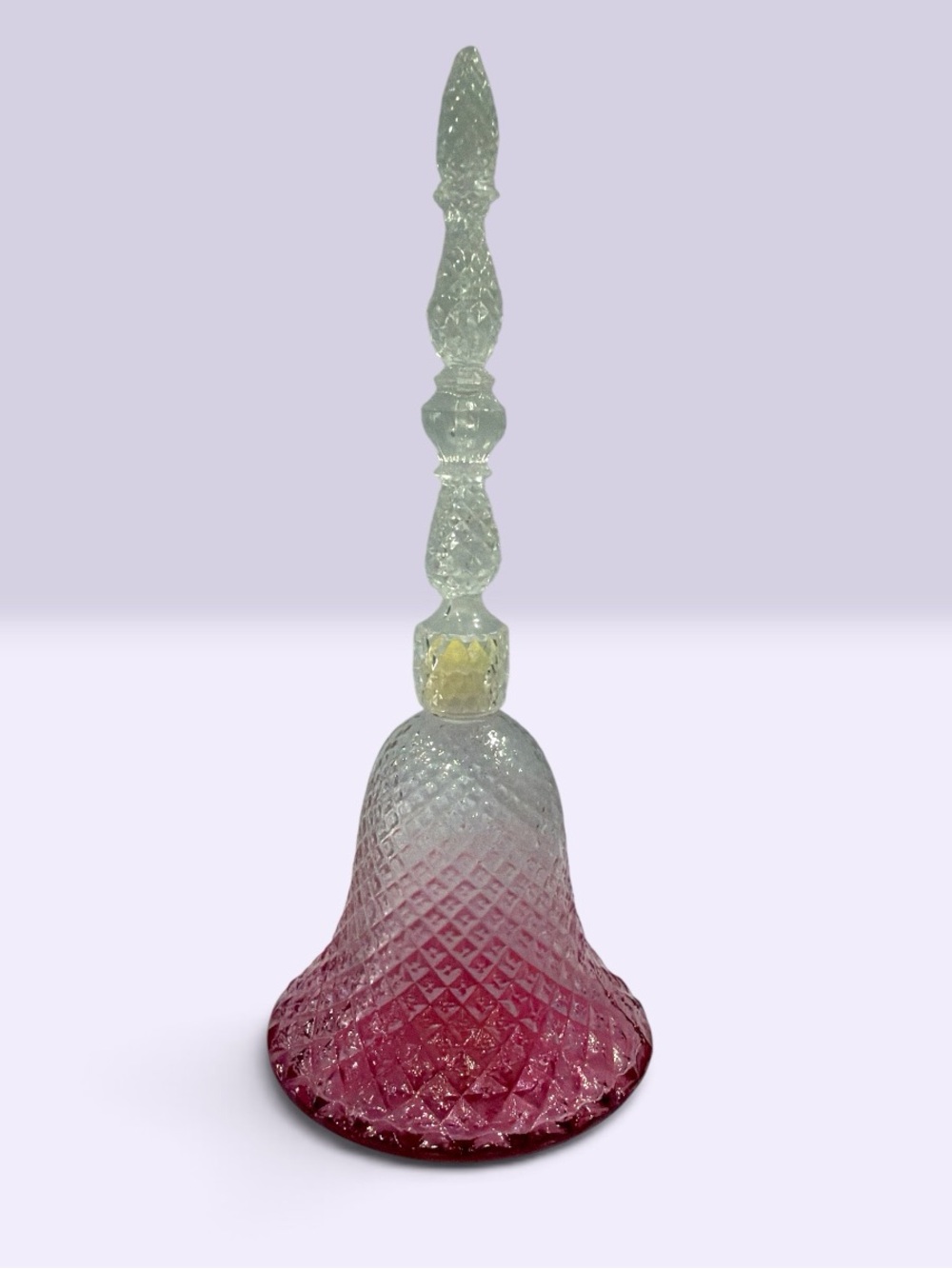 Vintage Avon Rosepoint Bell 1986 Pink Ombre Glass Decanter Bottle 4oz
